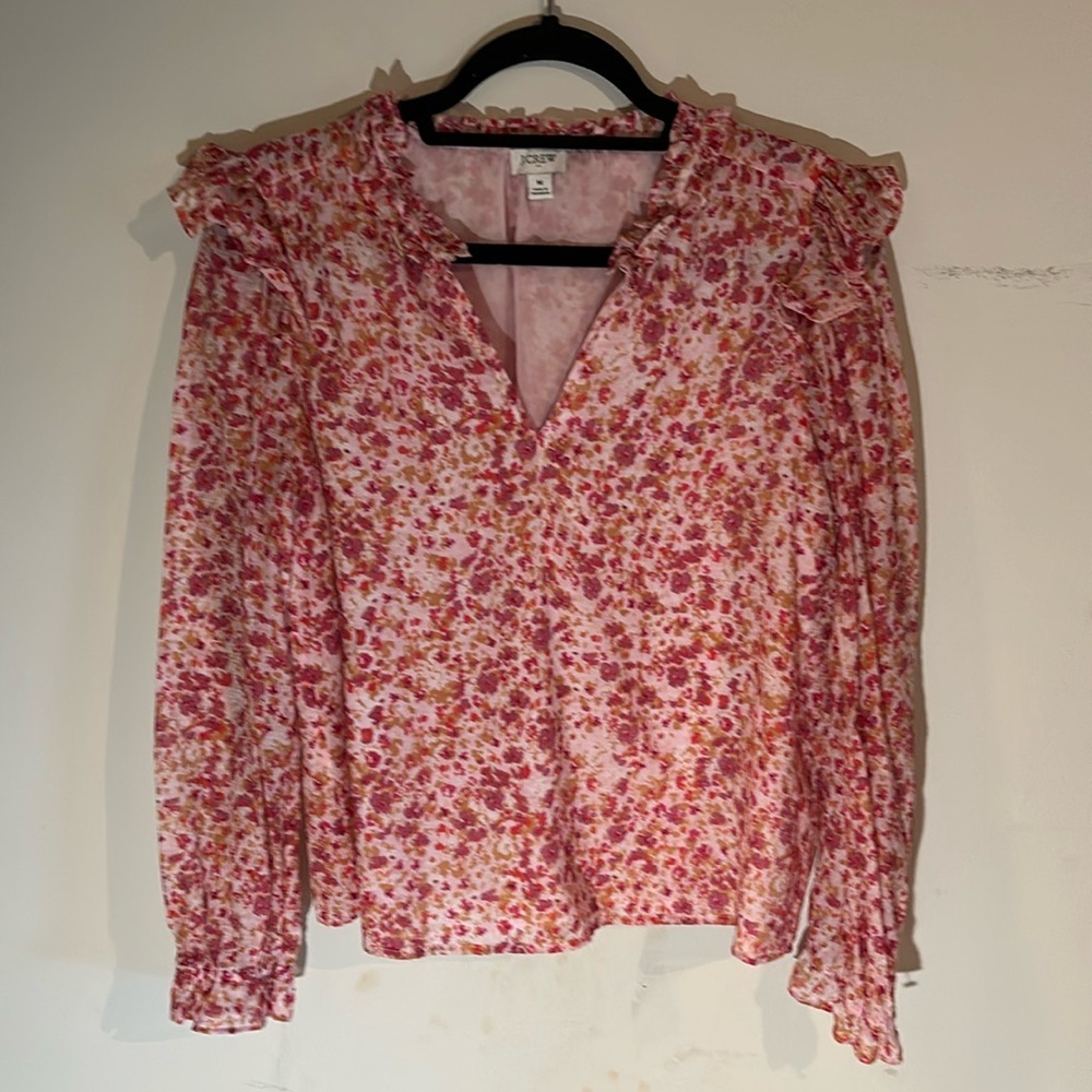 J. Crew Pink Floral Blouse